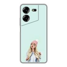 Силіконовый Чохол на Tecno POVA 5 (LG7n) з картинкой Модных девушек (В шапці)