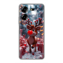 Яркий чехол для Tecno POVA 5 (LG7n) с Зимними Оленятами – Олень среди подарков