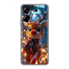 Яркий чехол для Tecno POVA 5 (LG7n) с Зимними Оленятами – Олень в шарфе