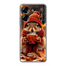 Печатный чехол «Зверята с кофе» для Tecno POVA 5 (LG7n) – Белка с кофе