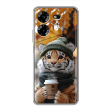 Печатный чехол «Зверята с кофе» для Tecno POVA 5 (LG7n) – Тигр с кофе