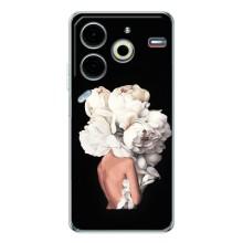 Чехлы (ART) Цветы на Tecno Pova 6 Neo 5G (VPrint) (Белые цветы)