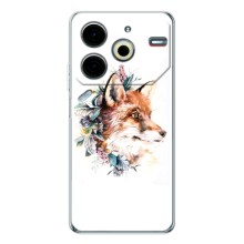 Чехлы с картинкой Лисички для Tecno Pova 6 Neo 5G (VPrint) (Лисичка в цветочках)