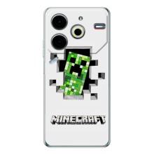 Чехол Майнкрафт на Tecno Pova 6 Neo 5G (AlphaPrint) Minecraft (крипер Майнкрафт)