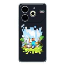 Чехол Майнкрафт на Tecno Pova 6 Neo 5G (AlphaPrint) Minecraft (персонажи Minecraft)