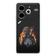 Силиконовый чехол с картинкой "Герой Pubg" на Tecno Pova 6 Neo 5G – В огне