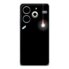 Чехол с картинками на черном фоне для Tecno Pova 6 Neo 5G – Лампочка