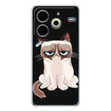 Чехол с принтом для Tecno Pova 6 Neo 5G (AlphaPrint) Модные коты (Грустный кот)