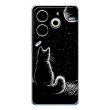 Чехол с принтом для Tecno Pova 6 Neo 5G (AlphaPrint) Модные коты (Котик и луна)
