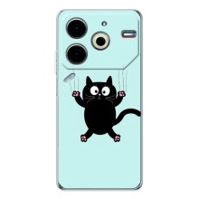 Чехол с принтом для Tecno Pova 6 Neo 5G (AlphaPrint) Модные коты (Падающий кот)