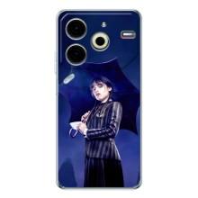 Чехлы Венсдей на Tecno Pova 6 Neo 5G Уэнсдей (AlphaPrint) (Уэнздей с зонтом)