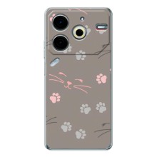 Чехол с рисунком кот на Tecno Pova 6 Neo 5G (Лапы и усы)