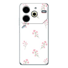 Чехол с розовым рисунком для Tecno Pova 6 Neo 5G (Розовые цветы)