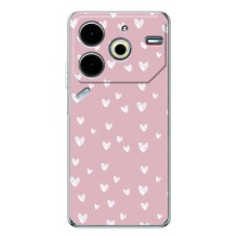 Чехол с розовым рисунком для Tecno Pova 6 Neo 5G (Сердечки на розовом)