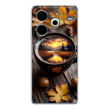 Чехол с уникальным дизайном «Осень с кофе» для Tecno Pova 6 Neo 5G – Тёмный кофе