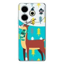 Силиконовый бампер с картинкой животных для Tecno Pova 6 Neo 5G (Олень с шарфом)