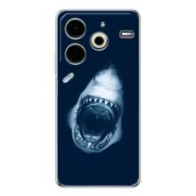 Силиконовый бампер с картинкой животных для Tecno Pova 6 Neo 5G (Пасть Акулы)