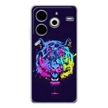 Силиконовый бампер с картинкой животных для Tecno Pova 6 Neo 5G (Тигр-Арт)