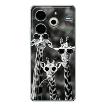 Силиконовый чехол с КАРТИНКАМИ лето для Tecno Pova 6 Neo 5G (AlphaPrint) (Жирафы в очках)
