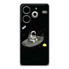 Силиконовый Чехол с принтом "Космонавты" на Tecno Pova 6 Neo 5G – Космонавт на рыбалке