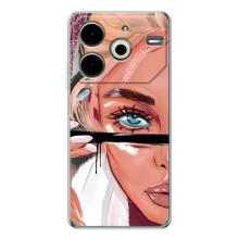 Силиконовый Чехол на Tecno Pova 6 Neo 5G с картинкой Стильных Девушек (Девушка и ресницы)