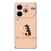 Силиконовый Чехол на Tecno Pova 6 Neo 5G с картинкой Стильных Девушек (С собакой)
