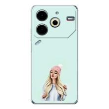 Силиконовый Чехол на Tecno Pova 6 Neo 5G с картинкой Стильных Девушек (В шапке)
