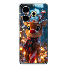 Яркий чехол для Tecno Pova 6 Neo 5G с Зимними Оленятами – Олень в шарфе