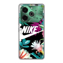 Силиконовый Чехол на Tecno Pova 6 Pro с картинкой Nike (Цветочный Nike)