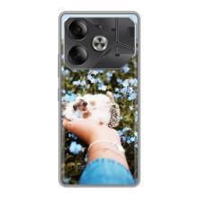 Чехлы с изображением разных животных для Tecno Pova 6 (Ежик на руках)