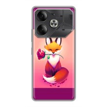 Чехлы с картинкой Лисички для Tecno Pova 6 (VPrint) (Лисичка с розочкой)