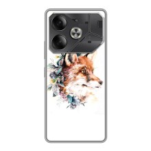 Чехлы с картинкой Лисички для Tecno Pova 6 (VPrint) (Лисичка в цветочках)
