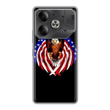 Чехол Флаг USA для Tecno Pova 6 (Крылья США)