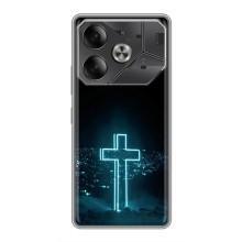 Чехол для Tecno Pova 6 (AlphaPrint) - (Христианские) (Крест и город)