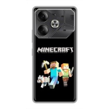 Чехол Майнкрафт на Tecno Pova 6 (AlphaPrint) Minecraft (герои Minecraft)