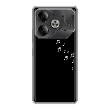 Чехол с картинками на черном фоне для Tecno Pova 6 – Ноты