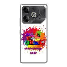 Чехол Амонг Ас для Tecno Pova 6 (AlphaPrint) (Яркий АмонгАс)