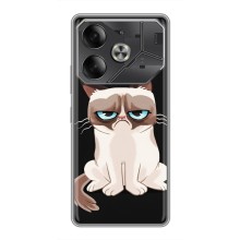 Чехол с принтом для Tecno Pova 6 (AlphaPrint) Модные коты (Грустный кот)