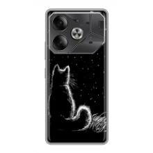 Чехол с принтом для Tecno Pova 6 (AlphaPrint) Модные коты (Котик и луна)