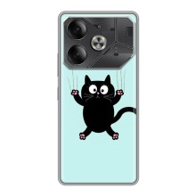 Чехол с принтом для Tecno Pova 6 (AlphaPrint) Модные коты (Падающий кот)