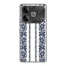 Силиконовый Чехол на Tecno Pova 6 с картинкой Вышиванки – Синяя вышиванка
