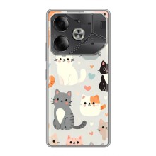 Чехол с рисунком кот на Tecno Pova 6 (Коллаж котов)