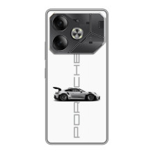 Чехол с авто Порше для Tecno Pova 6 – белый Порше