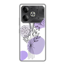 Силконовий чохол з принтом в квітах на Tecno Pova 6 – Фіолетовий букет