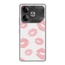 Чехол с розовым рисунком для Tecno Pova 6 (Розовые губы)