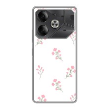 Чехол с розовым рисунком для Tecno Pova 6 (Розовые цветы)