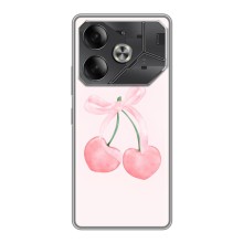 Чехол с розовым рисунком для Tecno Pova 6 (Розовые вишни)