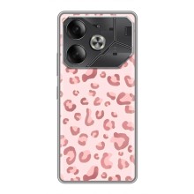 Чехол с розовым рисунком для Tecno Pova 6 (Розовый леопард)