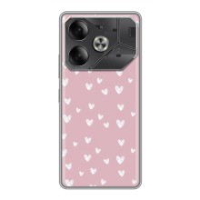 Чехол с розовым рисунком для Tecno Pova 6 (Сердечки на розовом)