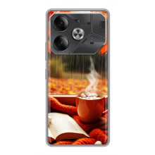 Чехол с уникальным дизайном «Осень с кофе» для Tecno Pova 6 – Кофе и дождь